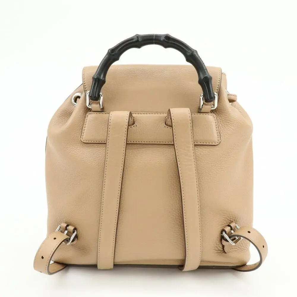 Gucci Bamboo Tassel Calfskin Backpack Beige